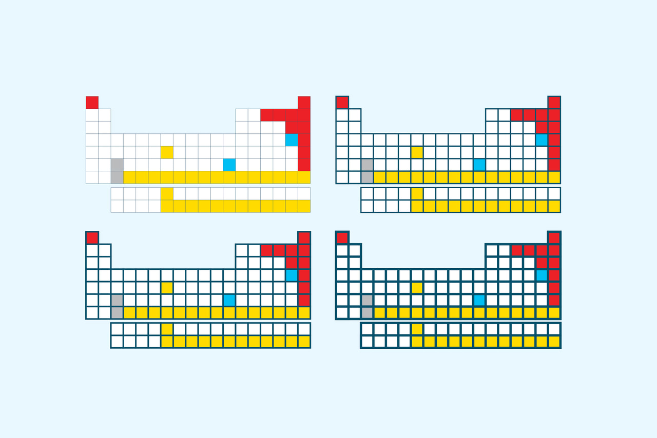 Studies balancing color, grouping, and grid structure.