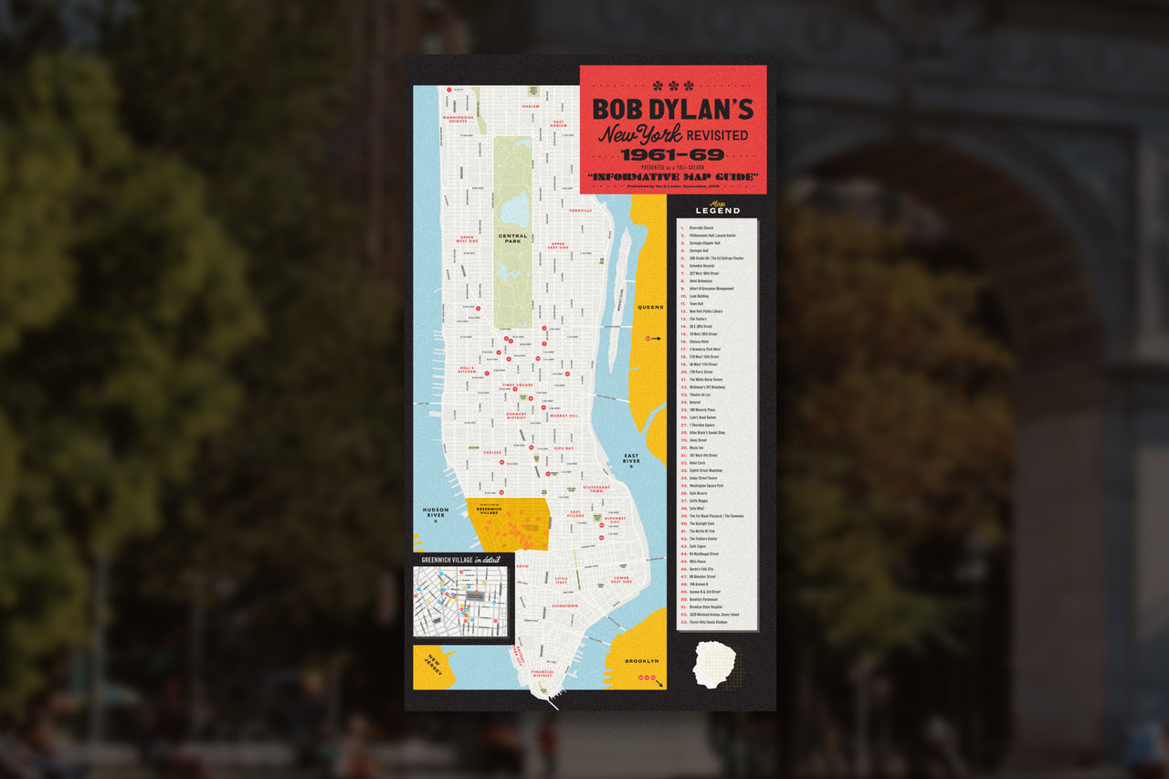 Full Unfolded 400 × 690mm annotated map guide of Manhattan.